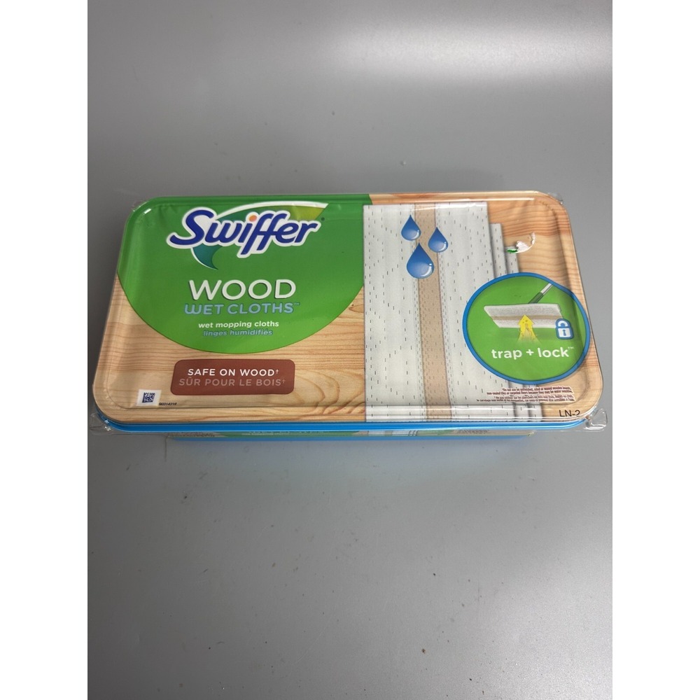 Swiffer Wood Wet Cloths Mopping Refills Trap + Lock 20 Count 10x8 Inch Safe Wood